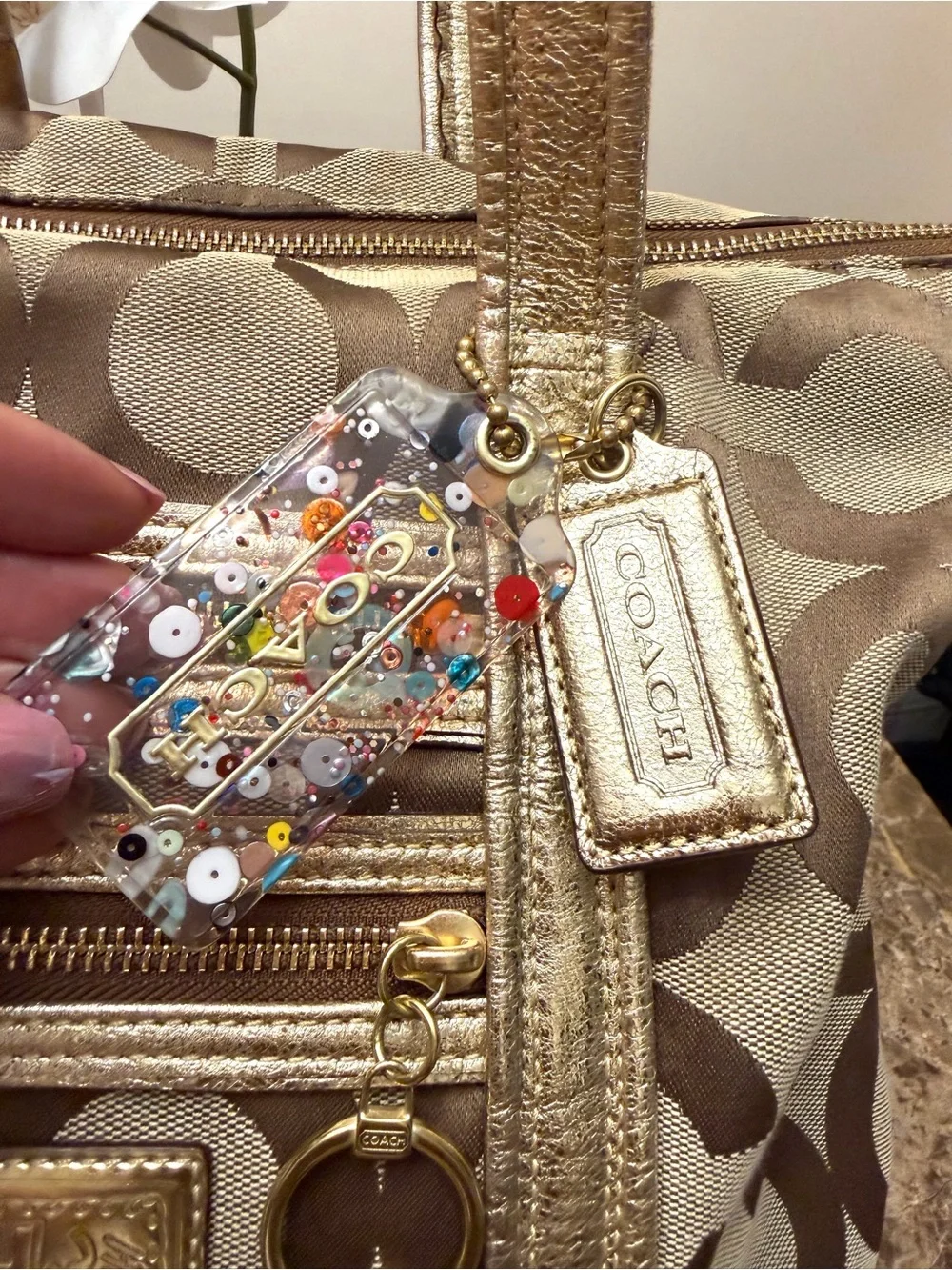 Coach POPPY Tan and Gold Signature Canvas Tote